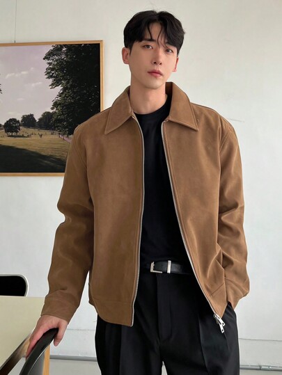 DAZY Men's Khaki Casual Retro Jacket For Autumn