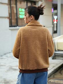 SHEIN Jaqueta de lã quente com zíper para adolescentes, outono/inverno