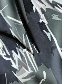 Manfinity EMRG Men Color-Block Letter Print Long Sleeve Hoodie And Sweatpants Set, Casual