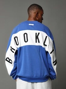 SUMWON Street Style Brooklyn Designer Sweatshirt Casual Athleisure Winter Fall Comfort Wear Oversized Sportswear Urban Fashion Essential - Blue - View 1