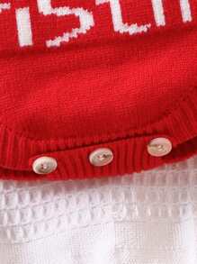 SHEIN Bodysuit de Tricô com Estampa de Cervo para Bebê Menino, Adequado para Natal, Feriados, Casa, Férias, Uso Diário