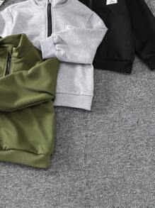 SHEIN Áo nỉ dài tay dáng rộng, khóa kéo, màu trơn, cổ đứng, trang trí đơn giản, phong cách thể thao đa năng, nhiều màu sắc, lý tưởng cho mặc hàng ngày đi học, dã ngoại, dạo phố, du lịch, mặc lót mùa xuân/thu, lớp áo giữ ấm mùa đông. - Nhiều màu - Xem 4