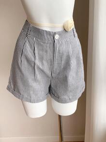 Comfortcana 女士帶口袋紐扣條紋印花夏季短褲