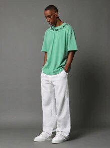 SUMWON St. Patrick'S Day Oversized Mint Streetwear T-Shirt With Gothic Neckline Print Lucky Charm Festival Casual Irish Holiday Party Short Sleeve Top