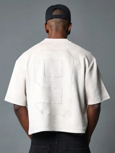 SUMWON 超大号优质短袖 T 恤，带压花徽标数字，休闲街头时尚现代运动圆领夏季时尚