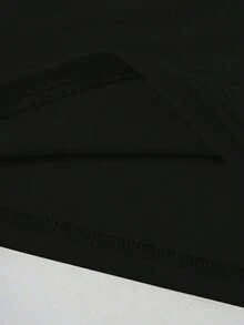 INAWLY Áo thun nữ cổ tròn dài tay in chữ thường ngày - màu đen - Xem 4