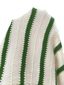 Chiquease Striped Extra Long Backless Tie-Up Flare Sleeve Sweater Dress For Women Fall Cloth For Women - Army Green - View 7