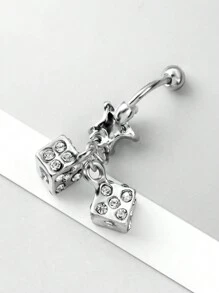 ROMWE Kawaii 1 件装不锈钢水钻五角星骰子肚脐穿孔女款 - 銀色 - 查看 3