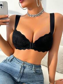 Soutien-gorge de femme à fermeture devant, patchwork de dentelle décontracté et romantique, confortable pour un port quotidien