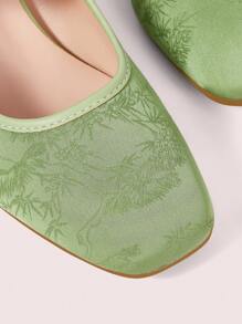 CUCCOO DOLLMOD Square Toe Green Sweet Square Heel High Heels For Women