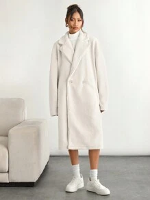 Manfinity INSISELF Chaqueta unisex de hombros caídos de terciopelo de mijo suelta y larga