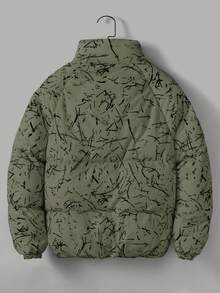 EURMUSE Manteau matelassé en coton à zip et motif tout-sur-tout avec poche, pour l'hiver - Vert - Voir 2