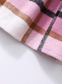 青少年女孩时尚泡泡袖上衣和格子迷你裙 2 件套服装