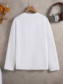 Tween Boy Casual American Style Text Embossed Long Sleeve T-Shirt - White - View 2