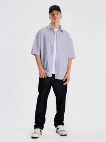 Musero Pinstrip Button Up Short Sleeve Shirt
