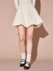 Enchnt Váy suông bồng bềnh chữ A màu trơn cho nữ, thanh lịch, phù hợp để đi làm, hẹn hò, Giáng sinh, có thể kết hợp với áo sơ mi, áo len và áo khoác - Màu be - Xem 2