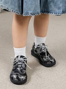 1 Pasang Sepatu Flat Anak Motif Hitam Sederhana - Hitam - View 5