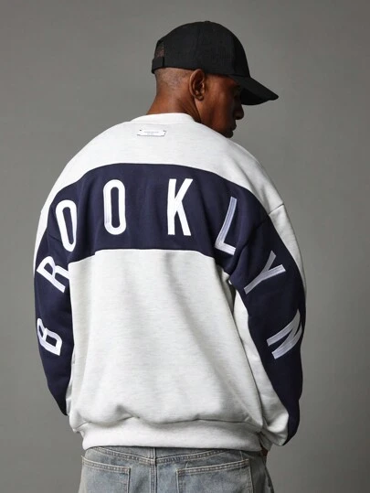 SUMWON Premium Brooklyn Athletic Varsity Letter Loose Fit Sweatshirt Casual Streetwear Fall Winter Pullover Comfortable Urban Varsity Sport College Design