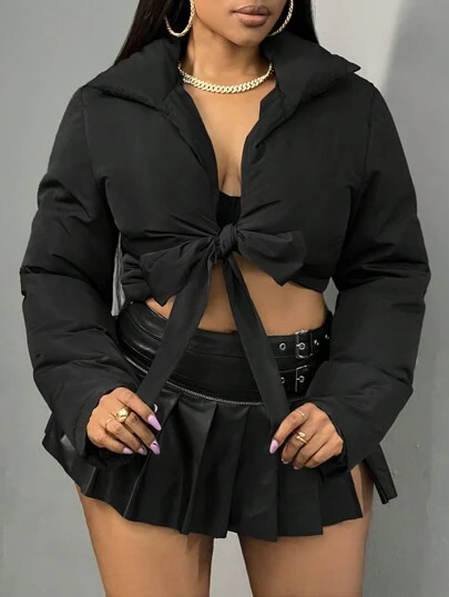 Slaydiva New Women Outerwear Jacket With Bow Knot, Autumn/Winter