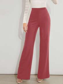 SHEIN Clasi Quần ống rộng dệt trơn màu thường ngày cho nữ, mùa xuân và mùa thu - Màu Hồng  Dưa hấu - Xem 1