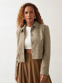 SHEIN Unity Damen Herbst Mantel mit Klappe und Knopfleiste vorne