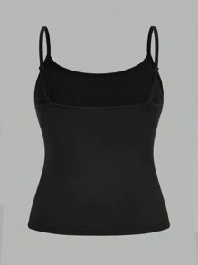SHEIN PETITE CURVE 大码女装三件套紧身休闲吊带背心基础款，适合夏季、情人节、派对、海滩、夏季假期、休闲场合 - 黑與白 - 查看 8
