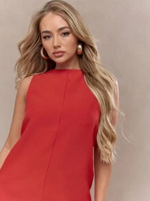 MISSGUIDED 无袖蝴蝶结露背直筒迷你连衣裙可爱吊带裙圣诞节 - 紅色 - 查看 3