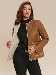 Almamuse Women's Winter Clothes Single Breasted Lightweight Diamond Quilted Padded Padded Coat Fall Cloth For Women