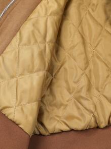 Chillumni 男士纯色长袖拉链领休闲棉服外套，冬季外出泡泡衣，适合朋友、丈夫、男朋友的礼物 - 棕色 - 查看 6