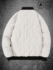 Manfinity Homme Áo khoác đệm màu thường ngày cho nam, mùa đông - Màu Khaki - Xem 2