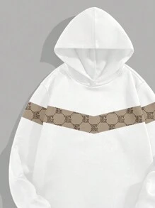 Manfinity Homme Men's Casual Contrast Letter Graphic Sweatshirt & Pants Set, Men Clothing Sets, 2 Pieces Hoodie Set, Men Tracksuit - White - View 4