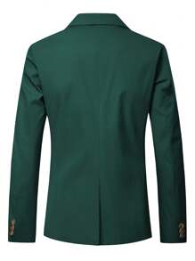 Manfinity Mode Men's Casual Notch Lapel Single Breasted Vest, For Autumn - Dark Green - View 5