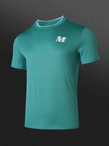 Gym Rark Boyfriend Style Men's Letter Print Short Sleeve Sportswear T-Shirt Compression Shirt Men - Green - View 1