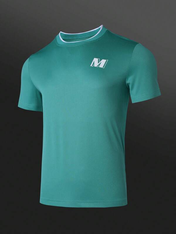 Manfinity Sport Polished T-shirt de sport style petit ami pour homme avec imprimé lettre, manches courtes