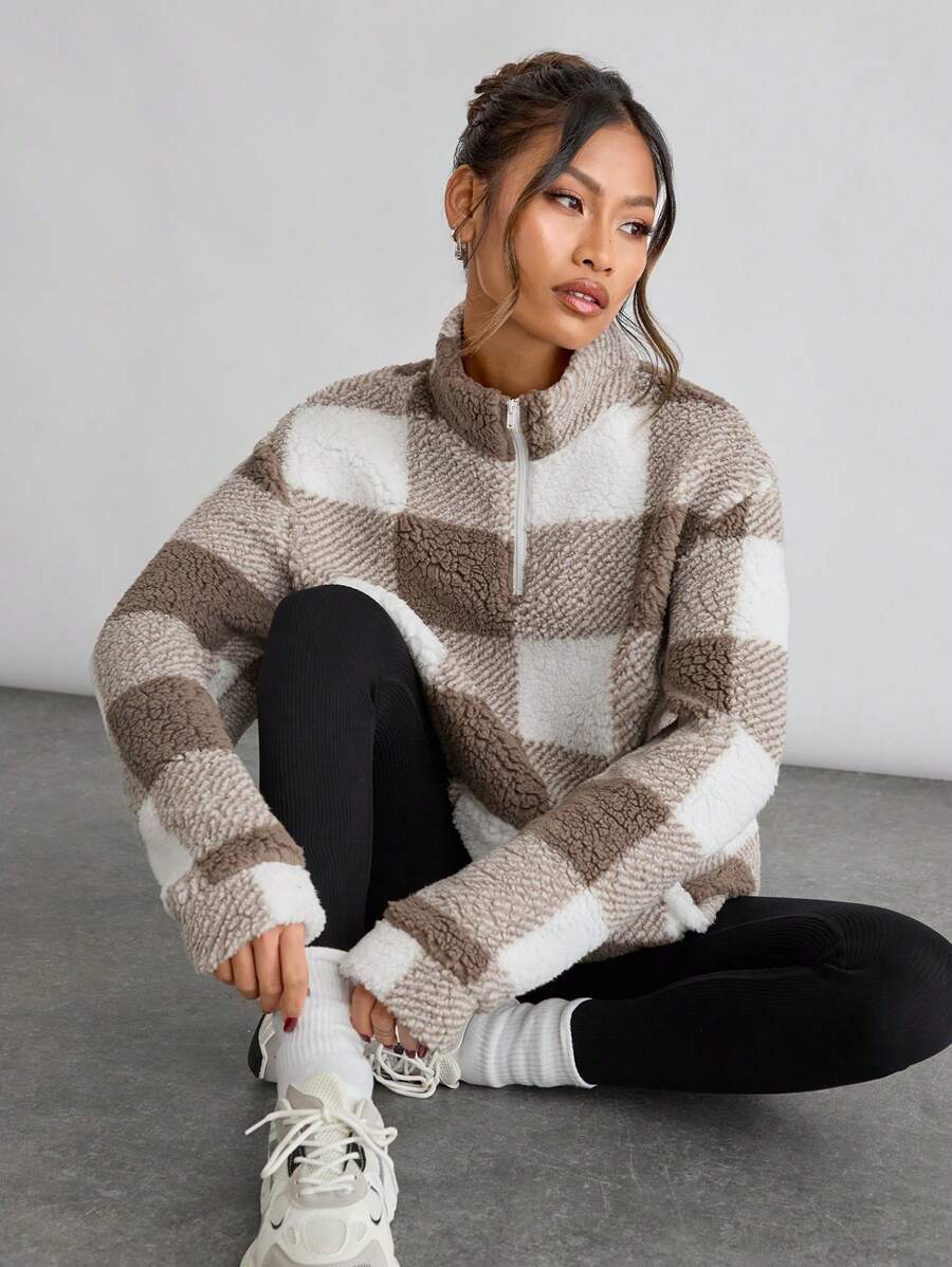 Manfinity INSISELF Unisex Bubble Fleece Print Loose Drop Shoulder Stand Collar Sweatshirt, Suitable For Autumn/Winter - Multicolor - View 1