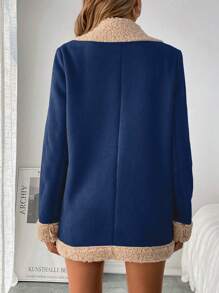 SHEIN Clasi Contrasting Fluffy Insulated Winter Jacket