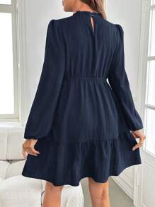 SHEIN Umstandsmode elegantes grünes Abendkleid, Kleid mit langen Laternenärmeln und Schlitz-Saum, figurbetonter Schnitt für Schwangere