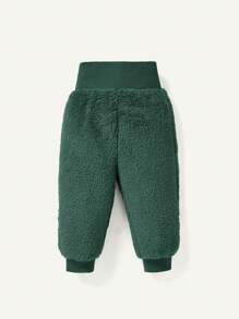 Cozy Pixies 2 件装女婴连帽衫，带羊毛夹克和厚肚脐长裤套装 - 墨綠色 - 查看 7