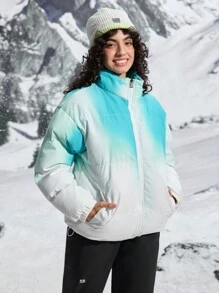 In My Nature Women's Winter Gradient Color Padded Jacket, Fashion Outdoor/Camping/Hiking/Commuting Wear Winter Women Tops,Women's Fall & Winter Outdoor  Jacket - Blue - View 4