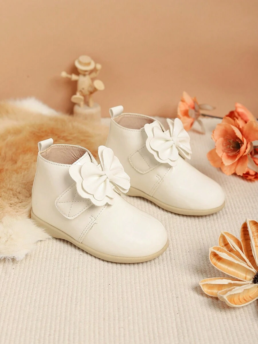 可爱女孩秋冬蝴蝶结雪地靴 - 白色 - 查看 1
