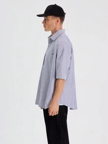 Musero Pinstrip Button Up Short Sleeve Shirt