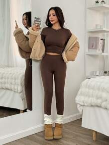 SHEIN EZwear 2-częściowy zestaw samonagrzewającej się bielizny termicznej modelującej sylwetkę