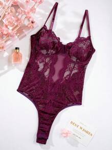 PinupGlam Body lencero con aros y encaje floral