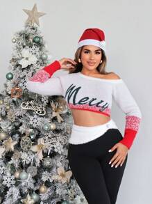 SHEIN SXY Sexy Cropped Christmas Sweater For Winter
