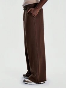 Musero Men Raw Waist And Hem Sweatpants - Coffee Brown - View 3