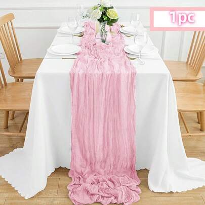 1 件 35 * 71/118/157 英寸奶酪布桌旗和餐巾，波西米亚纱布奶酪布桌布，乡村透明桌旗，波西米亚风格桌旗适用于婚礼装饰拱门、花园拱门、新娘送礼会，非常适合婚礼、节日、假期、生日派对、装饰、家居装饰（多种颜色可选）圣诞节可作为节日礼物