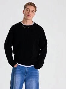 Musero Knit Crewneck Sweatshirt - Black - View 1