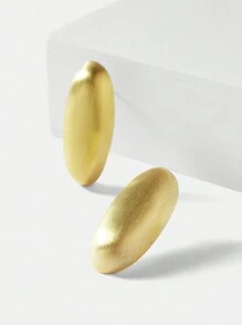 MOTF PREMIUM 1 对哑光纹理大椭圆形女士耳钉 - 金色 - 查看 5