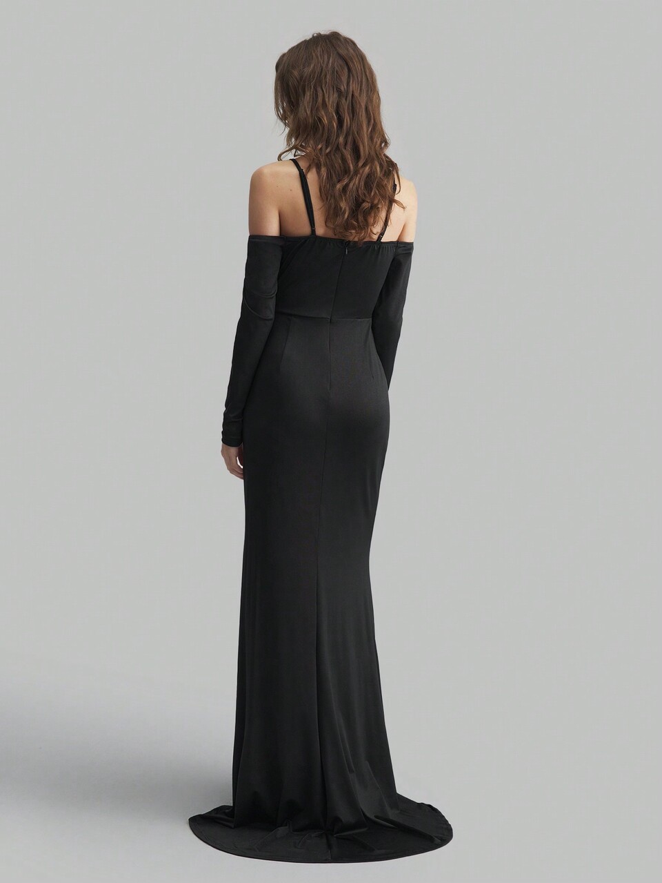 Elegant Black Knitted Dress, Formal Wear For New Year, Party, Lightweight Long Dress For Women, Autumn & Winter