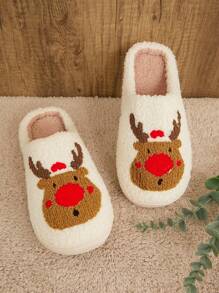 SHUZIA Women Cute Sherpa Furry Christmas Pattern Holiday Slippers - Multicolor - View 1